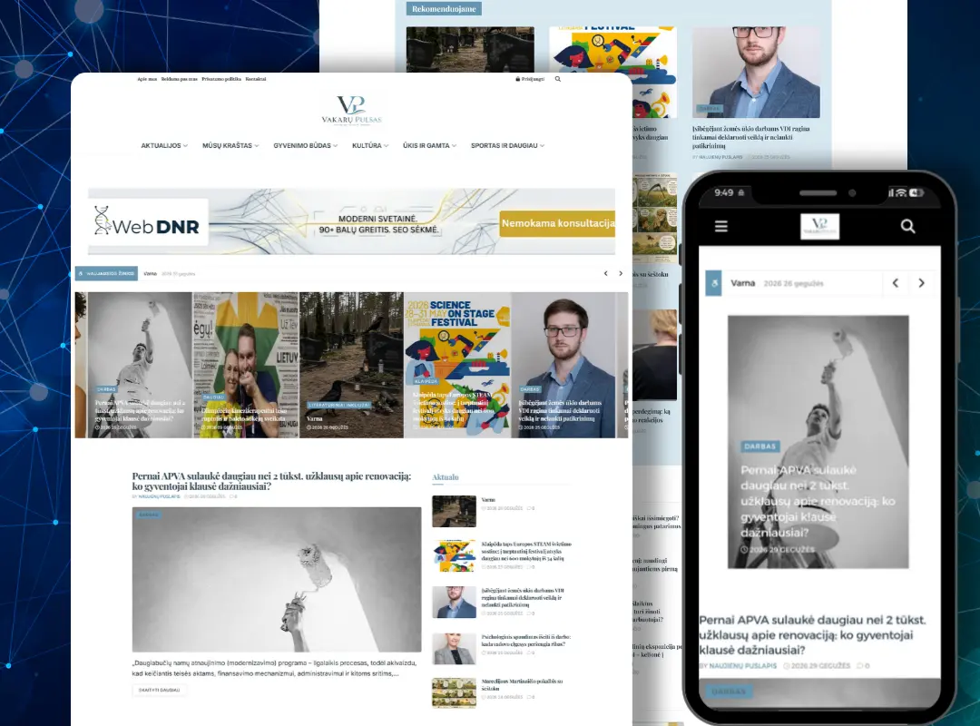 Optimizuota didelio srauto informacinio portalo struktūra Mūsų žinios webDNR portfolio