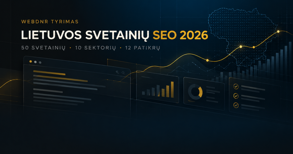 Lietuvos svetainių SEO tyrimas 2026 – 50 svetainių, 10 sektorių ir 12 techninių patikrų